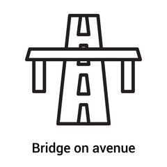 Bridge on avenue perspective icon vector sign and symbol isolated on white background, Bridge on avenue perspective logo concept