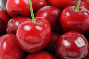Ripe cherry close-up. Front view.