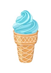 Ice cream in waffle cup. Dessert. Vector illustration.