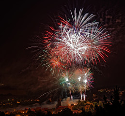 Fireworks in Chapel Guyon, Old Village in France , For the 14 July