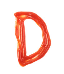 Single letter made of sauce isolated