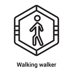 Walking walker traffic signal of rhomb shape icon vector sign and symbol isolated on white background, Walking walker traffic signal of rhomb shape logo concept