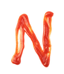 Single letter made of sauce isolated