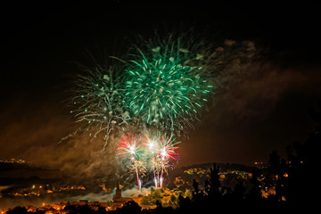 Fireworks in Chapel Guyon, Old Village in France , For the 14 July