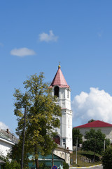 Obraz premium Castle Mountain, city of Sbezh, church