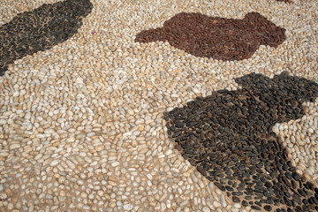 Road made of stone antique Turin, Chivasso, Italy.