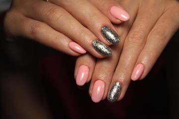 fashionable pink manicure