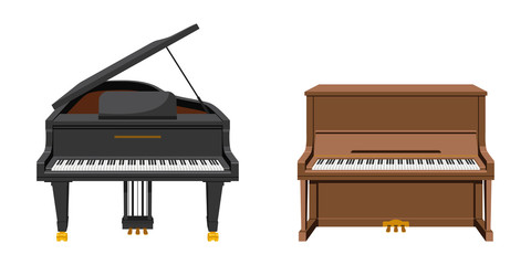 Vector illustration set of string instruments playing by striking the strings © asantosg