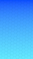 Translucent honeycomb on a gradient blue sky background. Perspective view on polygon look like honeycomb. Isometric geometry. Vertical image orientation. 3D illustration