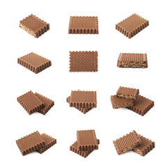 Chocolate covered waffles isolated