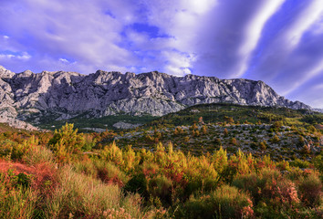 Mountains range with cloudy sky