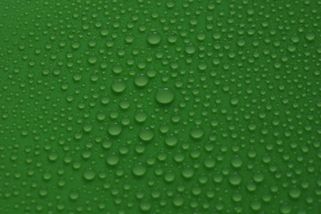 Naklejka na ściany i meble water drops on green background texture