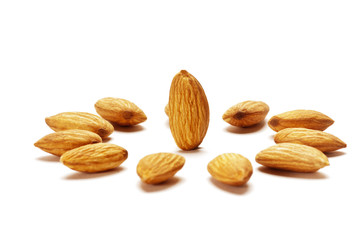 Almonds isolated on white background