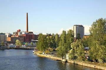Obraz premium Tammerkoski channel in Tampere. Finland