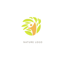 Abstract green leaf logo icon vector design. Landscape design, garden, Plant, nature and ecology vector logo