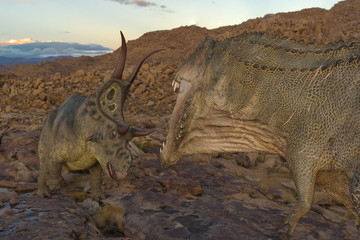 Fototapeta premium t-rex vs diabloceratops