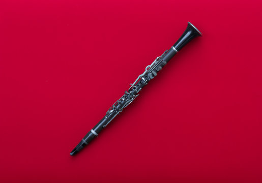 clarinet on a red background
