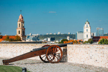 Vilnius, Lithuania. Old Cannon In Artillery Bastion Of Vilnius