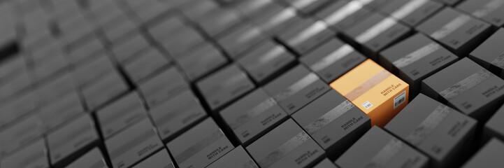 Infinite shipping boxes, transportation and logistics concept, original 3d rendering illustration