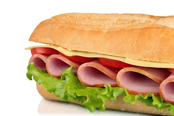 Sliced ham sandwich