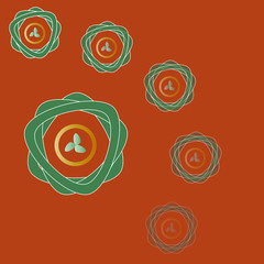 Middle age islamic sign with multiple rotated curved layers ornameentation