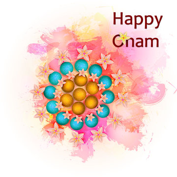  flower rangoli decoration for Onam. Vector illustration