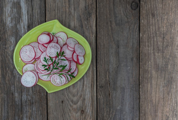 Sliced radishes on a plate