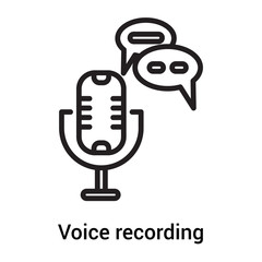 Voice recording icon vector sign and symbol isolated on white background, Voice recording logo concept