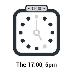 The 17:00, 5pm icon isolated on white background, clock and watch, timer, countdown symbol, stopwatch, digital timer vector icon