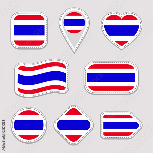 Thailand Flag Vector Set Thai National Flags Stickers