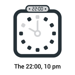 The 22:00, 10 pm icon isolated on white background, clock and watch, timer, countdown symbol, stopwatch, digital timer vector icon