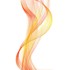 Abstract Structural Curved Background. Red Lines and Golden Waves.  Raster. 3d Illustration