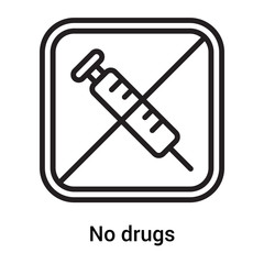 Obraz premium No drugs icon vector sign and symbol isolated on white background, No drugs logo concept