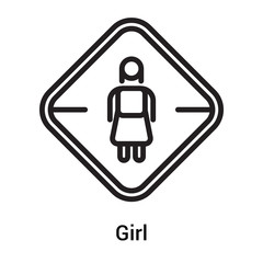 Girl icon vector sign and symbol isolated on white background, Girl logo concept