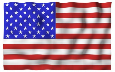 Waving flag of the United States of America. Stars and Stripes. State symbol of the USA. 3D illustration