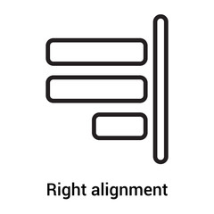 Right alignment icon vector sign and symbol isolated on white background, Right alignment logo concept