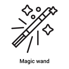 Magic wand icon vector sign and symbol isolated on white background, Magic wand logo concept