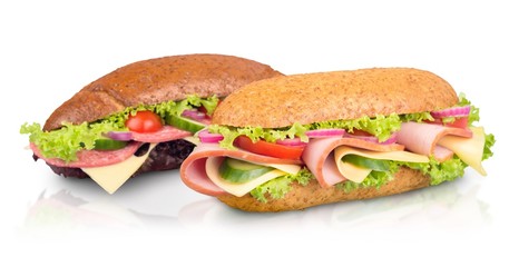 Sandwiches with ham and vegetables