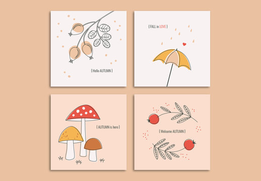 Autumn Greeting Card Layout Set