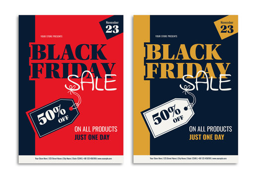 Black Friday Sale Flyer Layout with Store Tag Element