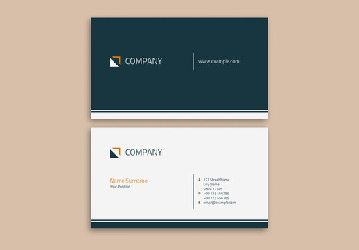 Business Card Layout with Geometric Elements