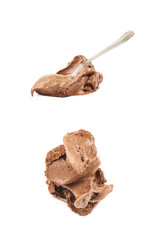Scoop of chocolate ice cream isolated