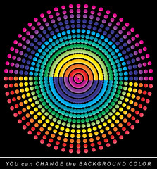 Colorful dotted lines, abstract circle rounded shapes vector illustration.