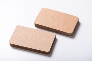 brown blank business name card for mock up on white background