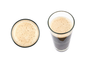 Glass of dark beer isolated