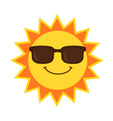 flat sun face icon illustration isolated on white vector 