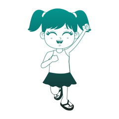 Beautiful girl with hand up cartoon vector illustration graphic design