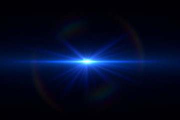 Anamorphic Lens Flare on Black Background