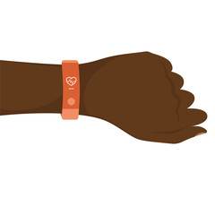 Hand with smart band.