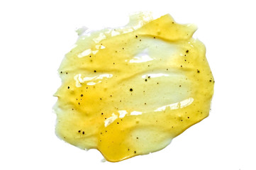 gel blot. Yellow gel-scrub macro texture